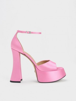 Charles & Keith Michelle Recycled Polyester Platåsandaler Rosa | DTQKN6705