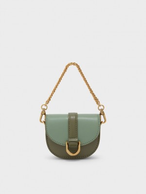 Charles & Keith Micro Gabine Two-Tone​ Sadelvesker Olivengrønne | GHPJI3721