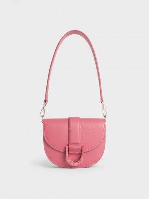 Charles & Keith Mini Gabine Lær Sadelvesker Korall | TODQV4152