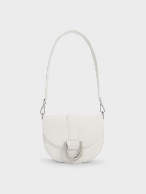 Charles & Keith Mini Gabine Lær Sadelvesker Hvite | JEIQM7643