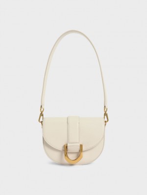 Charles & Keith Mini Gabine Sadelvesker Pisket Krem | WTKEC4973