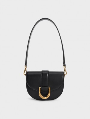 Charles & Keith Mini Gabine Sadelvesker Svarte | DNRHF7239