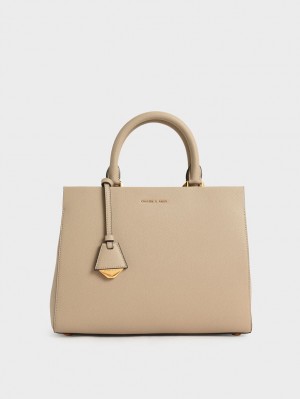 Charles & Keith Mirabelle Structured Håndveske Brune | UXDFZ6523