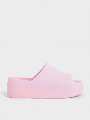 Charles & Keith Morgan Platform Slidesandaler Lyse Rosa | ZQSRC8756