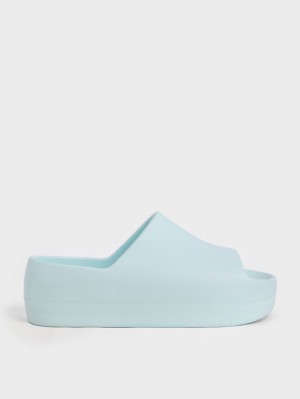 Charles & Keith Morgan Platform Slidesandaler Lyse Blå | ACSEY6490