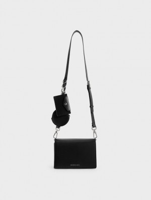 Charles & Keith Multi-Pouch Crossbody Veske Svarte | PGFRE8157