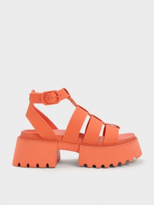 Charles & Keith Nadine Gladiator Platåsandaler Oransje | RHJYZ5238