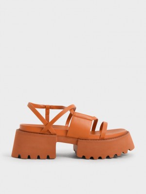 Charles & Keith Nadine Strappy Platåsandaler Oransje | SPAHO3251