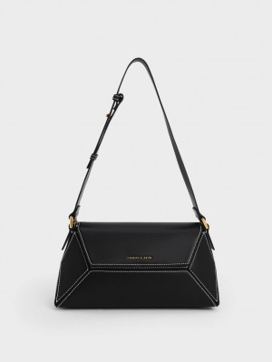 Charles & Keith Nasrin Geometric Skulderveske Svarte | GCEPJ5019