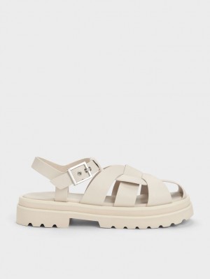 Charles & Keith Nell Gladiator Platåsandaler Hvite | FUETQ4530