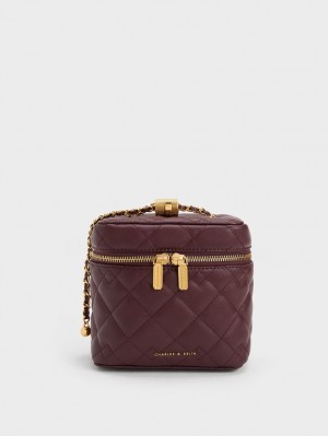 Charles & Keith Nezu Vattert Boxy Crossbody Veske Mørke Sjokolade | AUPDY8615