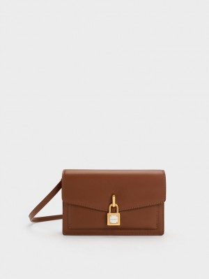 Charles & Keith Padlock Envelope Crossbody Veske Sjokolade | HFCVS5462