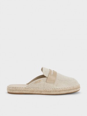 Charles & Keith Penny Backless Espadrilles Loafers Beige | AXMCE7438