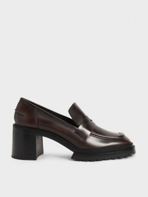 Charles & Keith Penny Loafer Pumps Mørke Brune | UQKPG4730