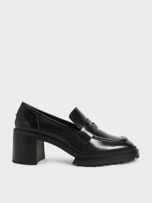 Charles & Keith Penny Loafer Pumps Svarte | CRKAT7314