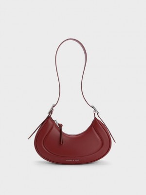 Charles & Keith Petra Curved Skulderveske Rød | HAYUJ9234