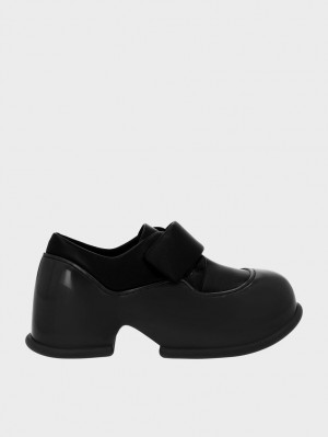 Charles & Keith Pixie Patent Platform Loafers Svarte | LJPHN2567