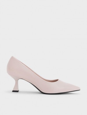 Charles & Keith Pointed-Tå Flare Heel Pumps Rosa | XNWOJ7613