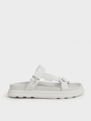 Charles & Keith Polyester Borrelås Reima Sports Platåsandaler Hvite | FEYSO8670