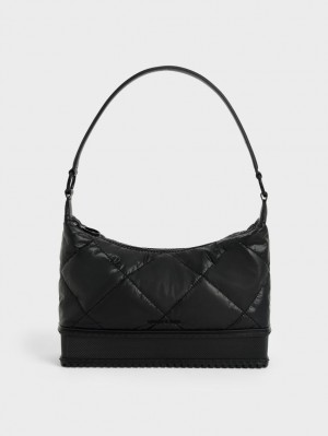 Charles & Keith Puffy Skulderveske Svarte | GEVDQ8269