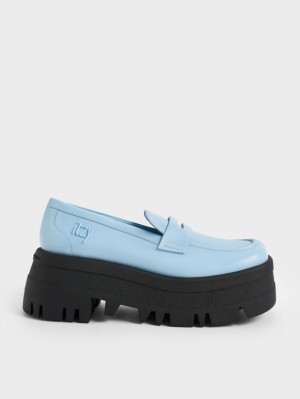 Charles & Keith Rainier Chunky Platform Penny Loafers Lyse Blå | MZEOT4738