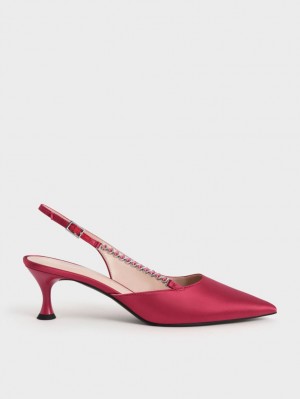 Charles & Keith Recycled Polyester Gem-Reima Slingback Pumps Rød | BNTHK9032