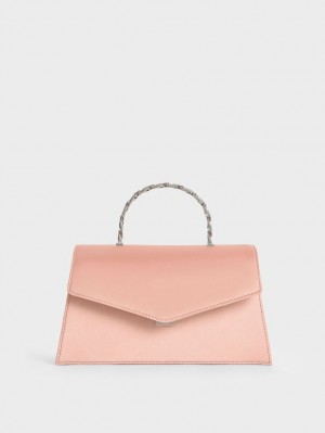 Charles & Keith Recycled Polyester Satin Envelope Skulderveske Rosa | PHJKA5237