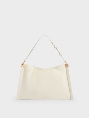 Charles & Keith Ridley Slouchy Tote Veske Pisket Krem | YWKHR2684