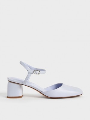 Charles & Keith Round Tå Ankle-Reima Pumps Lyse Blå | RWAZB6938