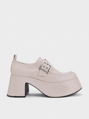 Charles & Keith Rubina Buckled Chunky Loafers Lyse Grå | LFJGI3271