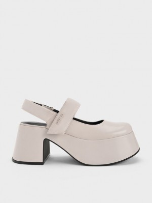 Charles & Keith Rubina Slingback Mary Jane Pumps Lyse Grå | WPLOD4561