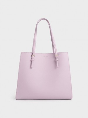 Charles & Keith Sansa Tote Veske Lilla | UMNQB7652