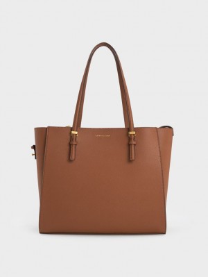 Charles & Keith Sansa Tote Veske Sjokolade | HDEMO8241