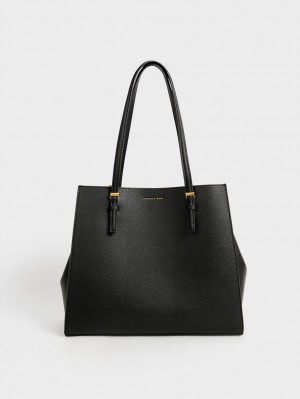 Charles & Keith Sansa Tote Veske Svarte | CMGRS5420