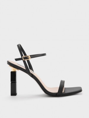 Charles & Keith Sculptural Sandaler med Hæl Svarte | AUDRP4289