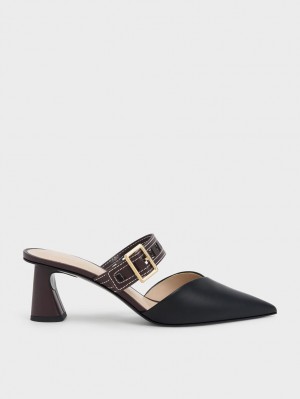 Charles & Keith Sepphe Cut-Out Reima Hælene Mule Pumps Svarte | HWJSE8159