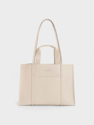 Charles & Keith Shalia Tote Veske Beige | YMAVX5180