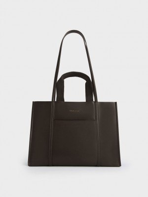 Charles & Keith Shalia Tote Veske Svarte | PGMYL4106