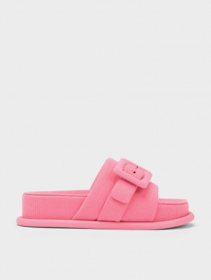 Charles & Keith Sinead Woven Buckled Slidesandaler Rosa | ECWZT2980