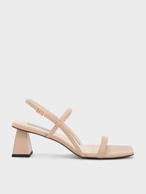 Charles & Keith Square-Tå Sandaler Med Reim Beige | HBZWK0684