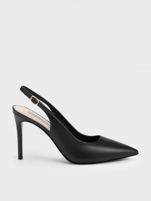 Charles & Keith Stiletto Heel Slingback Pumps Svarte | GDXEU1708