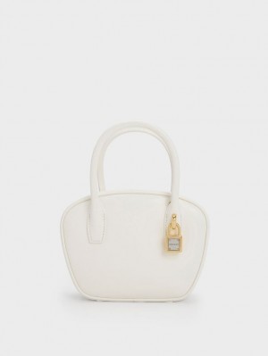 Charles & Keith Suki Padlock Tote Veske Hvite | LXFTN7235