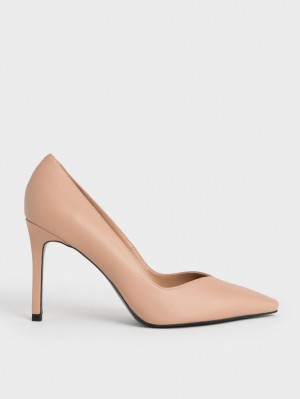 Charles & Keith Tapered Square-Tå Pumps Beige | XTHPC7263