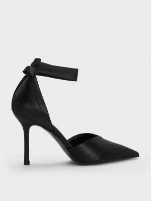 Charles & Keith Tie-Around D'Orsay Pumps Svarte | FONCT0892