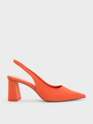 Charles & Keith Trapeze Heel Slingback Pumps Oransje | ZPRSX0158