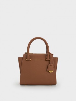 Charles & Keith Trapeze Tote Veske Sjokolade | PKNIE7842