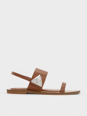 Charles & Keith Trice Double Sandaler Med Reim Brune | TCZVP9372