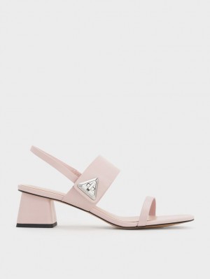 Charles & Keith Trice Metallic Accent Block Sandaler med Hæl Rosa | UNALK7461