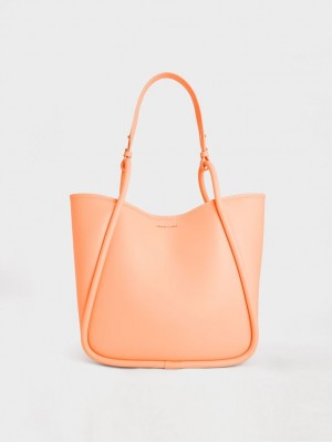 Charles & Keith Tubular Slouchy Tote Veske Oransje | SRGUQ9348