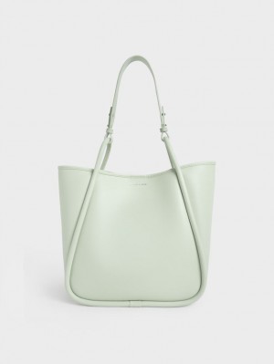 Charles & Keith Tubular Slouchy Tote Veske Mint | JZBUA4120